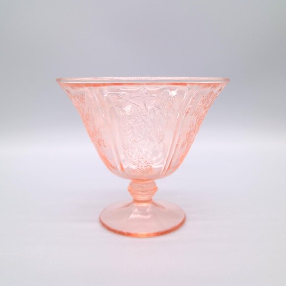Vintage Pink Depression Glass Holder; 1930s Pink Federal Glass Candy Dish - Picture 1 of 4